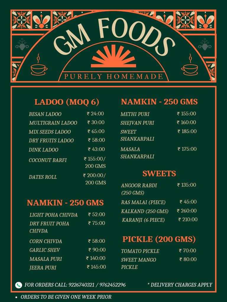 GM Foods Menu | PDF