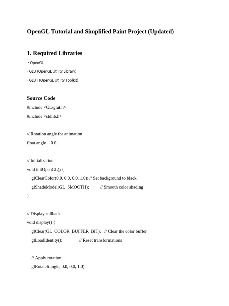 OpenGL Tutorial and Simplified Paint Project | PDF