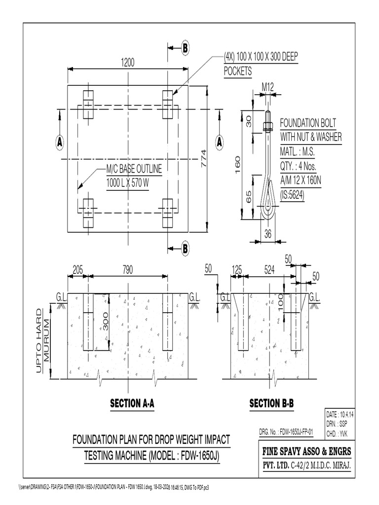 Foundation Plan - FDW 1650 J-Model | PDF
