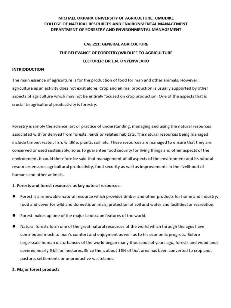 CAE 211 Lecture Note | PDF | Agriculture | Plants