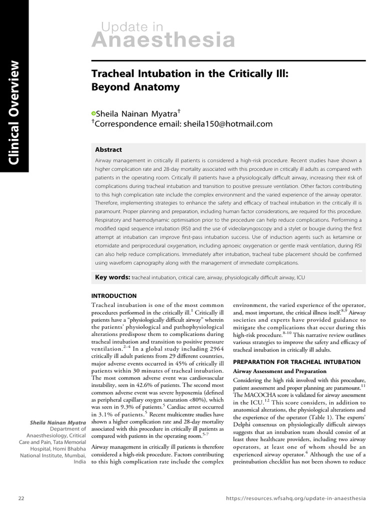 UIA 41 Tracheal Intubation in The Critically Ill Beyond Anatomy | PDF ...