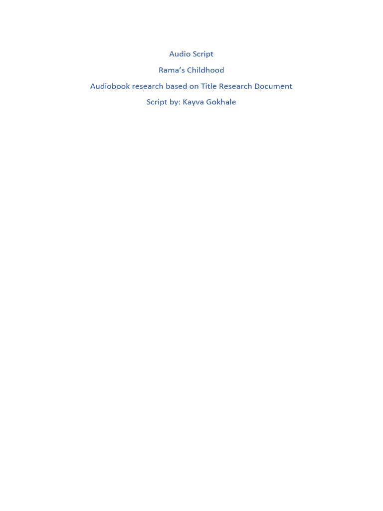Rama's Childhood Audio Script | PDF | Rama | Hindu Mythology