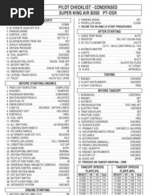 Checklist King Air B 200 Pdf Vehicle Parts Spaceflight Technologies