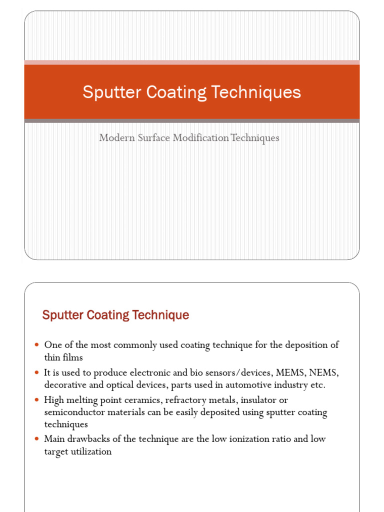 Sputter Coating | PDF | Sputtering | Plasma (Physics)