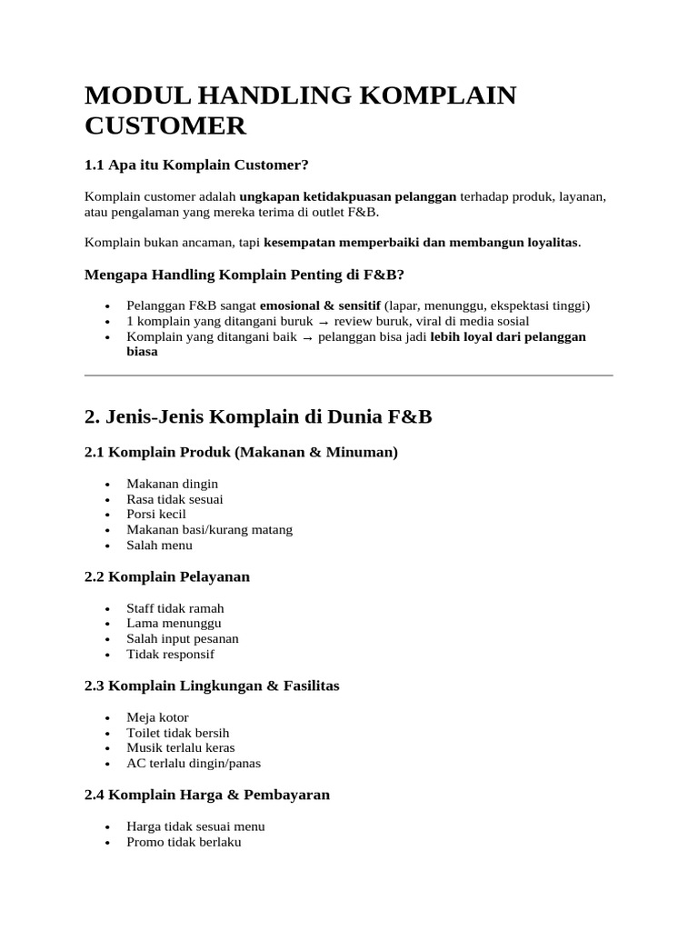 Modul Handling Komplain Customer | PDF