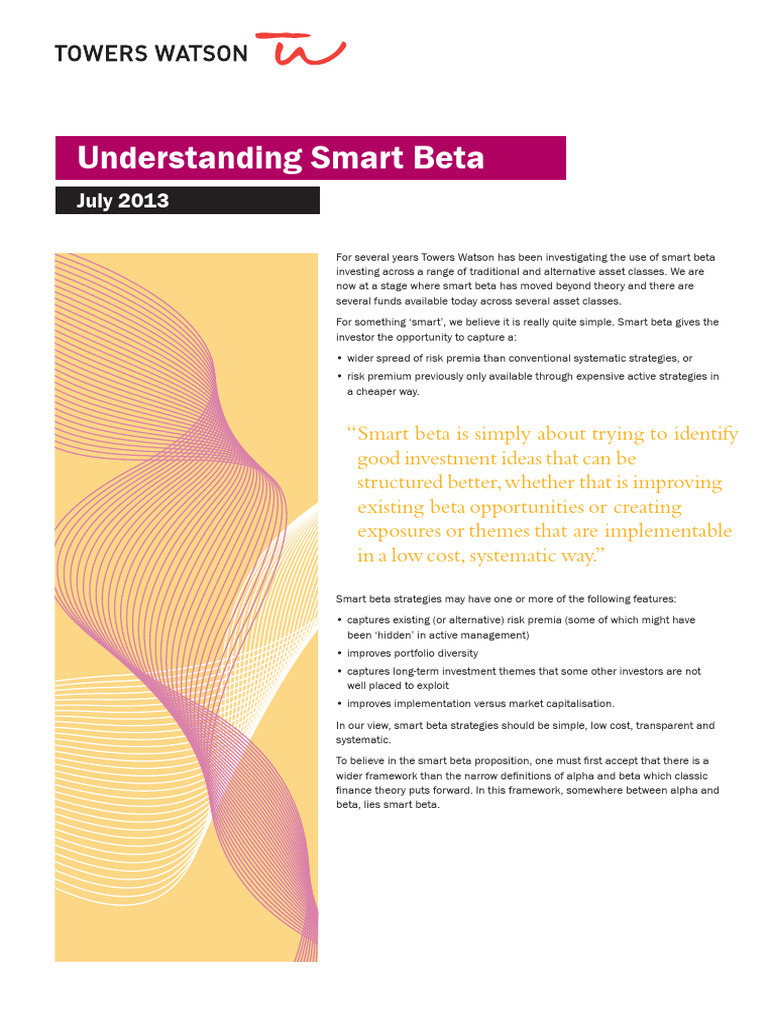 Understanding Smart Beta | PDF | Beta (Finance) | Financial Risk
