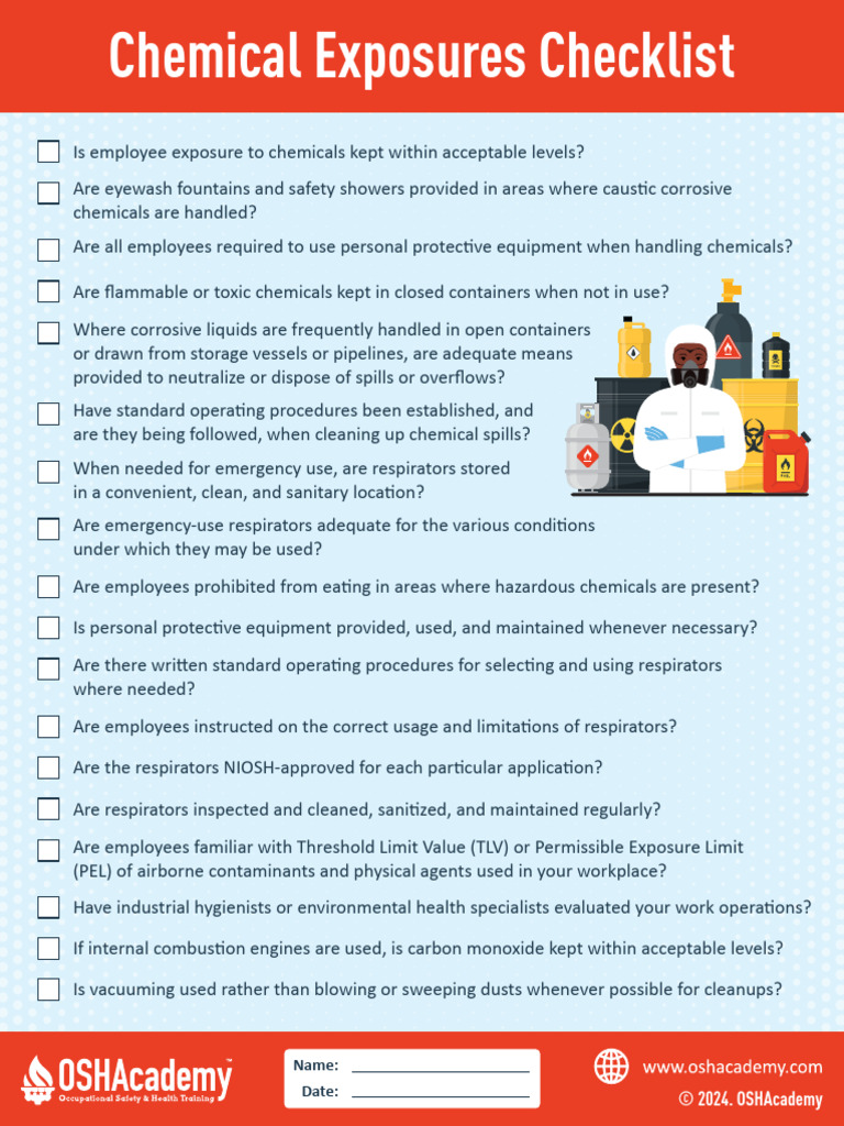 Chemical Exposures Self Inspection Checklist | PDF