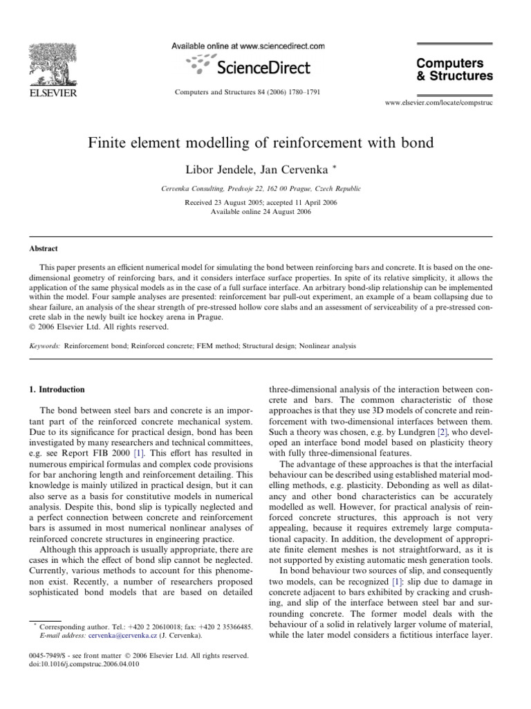 Finite Element Modelling of Reinforcement With Bond | PDF