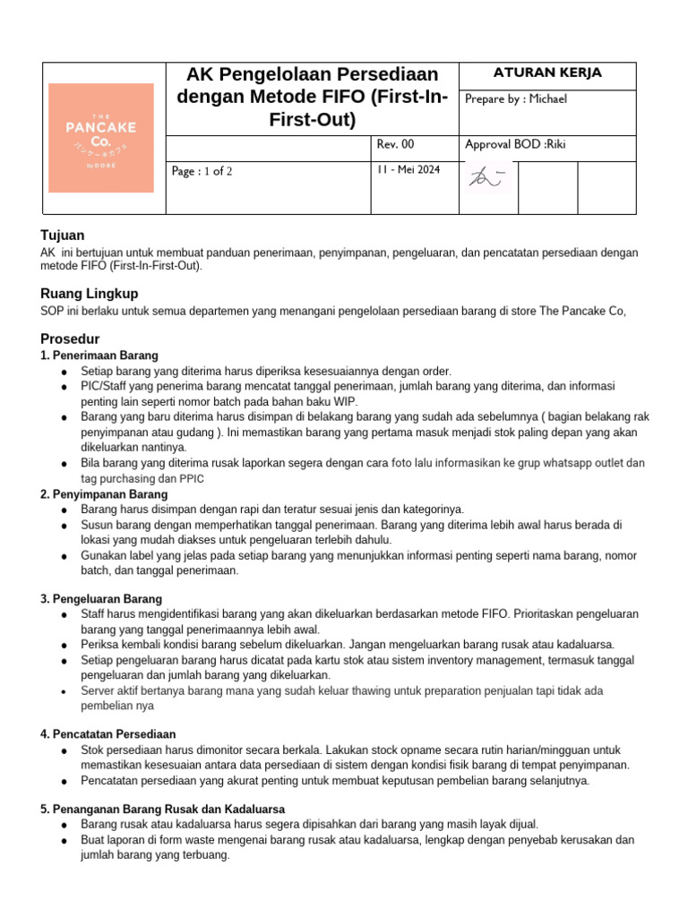 Ak Pengelolaan Persediaan Dengan Metode Fifo (First-In-first-out) | PDF