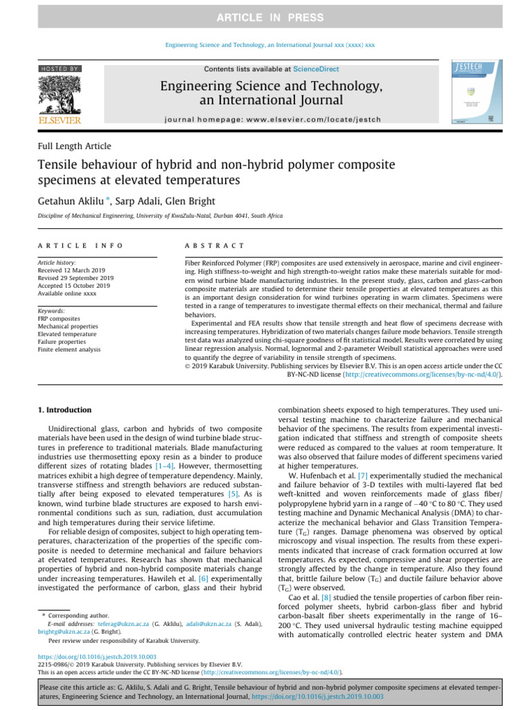 Tensile Behaviour of Hybrid and Non-Hybrid Polymer | PDF | Composite ...