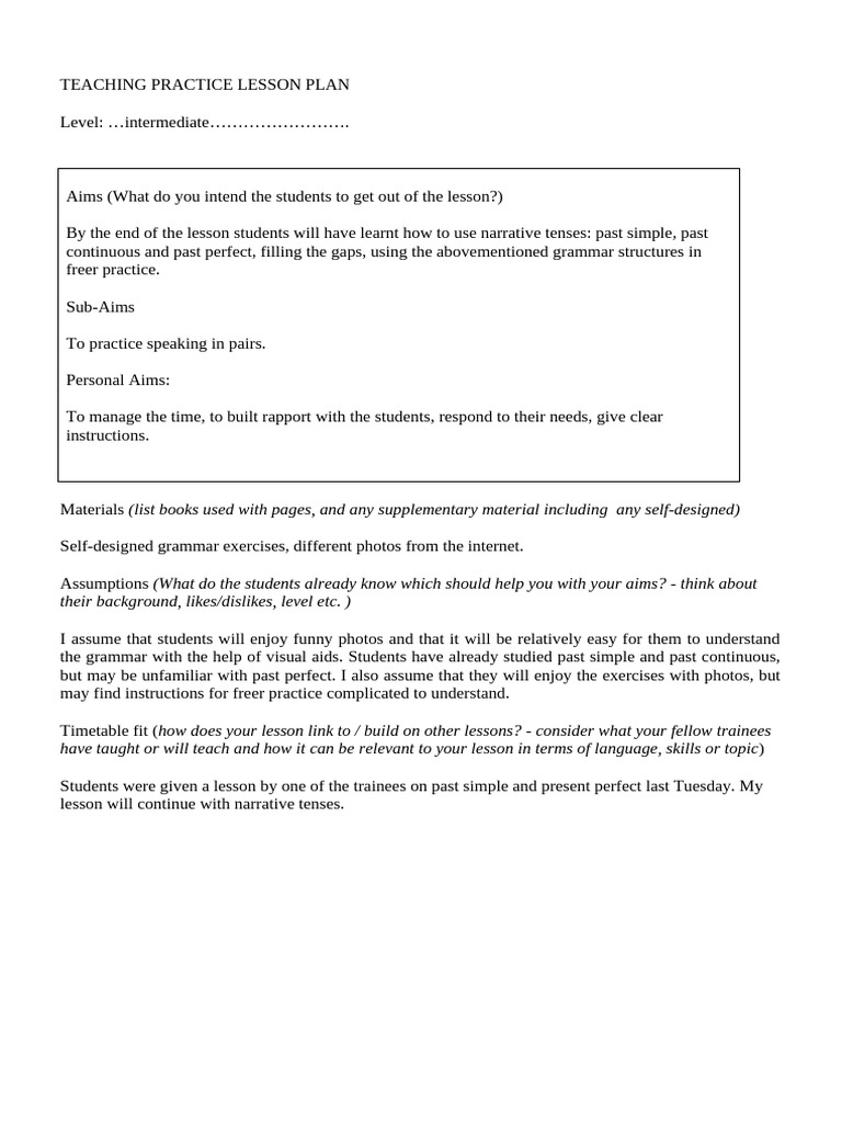 Full Plan On Past Simple, Past Continuous and Past Perfect | PDF ...