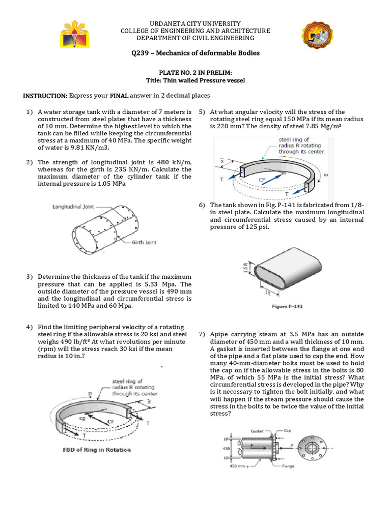 Plate 2 in Prelim Mechanics of Deformable Bodies | PDF | Stress ...