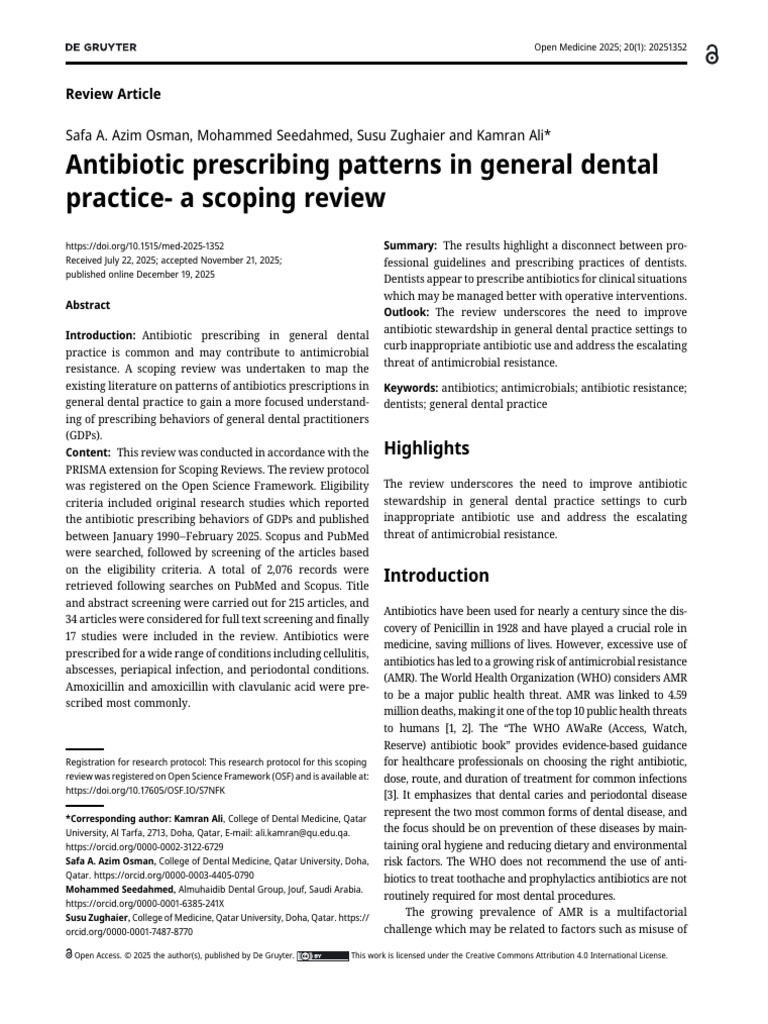 Antibiotic Prescribing Patterns in General Dental | PDF | Antimicrobial ...