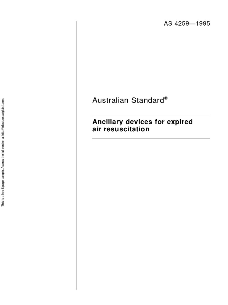 As 4259-1995 Ancillary Devices For Expired Air Resuscitation | PDF ...