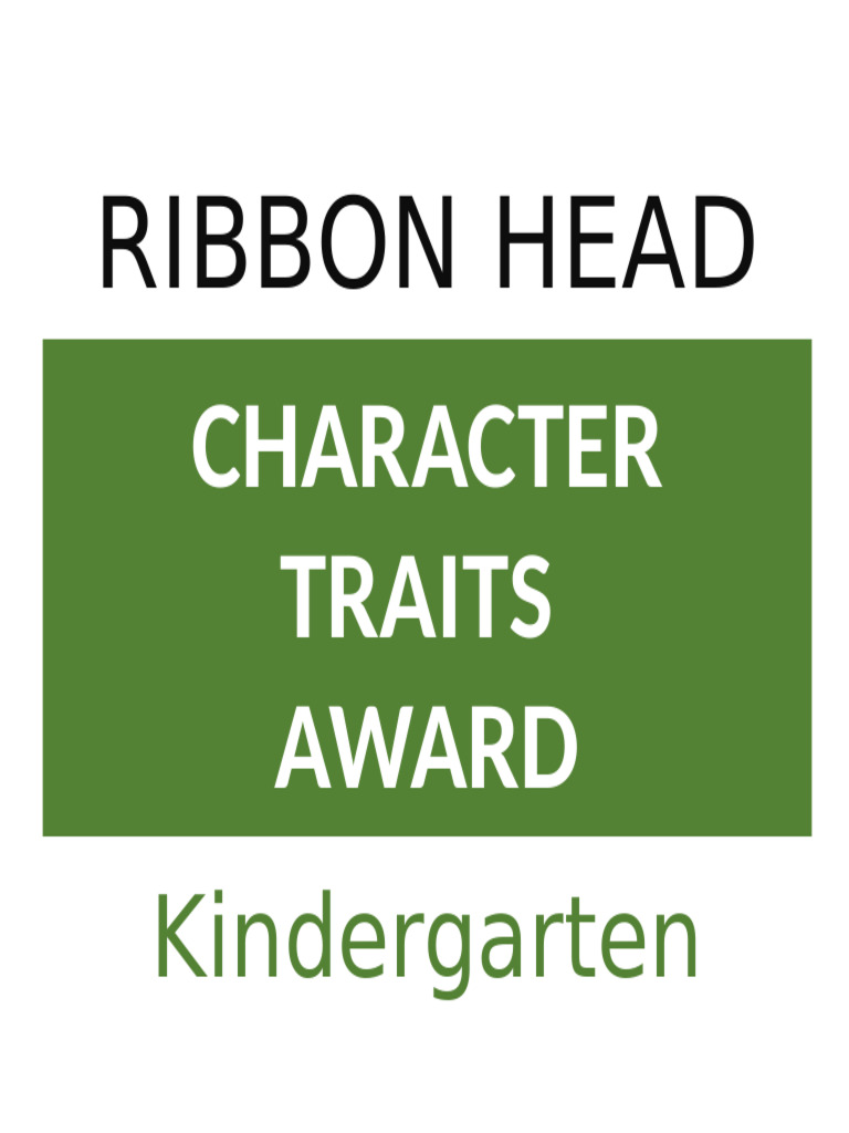 Ribbon Head Character Traits Kindergarten To Grade 3 Individual Designs ...