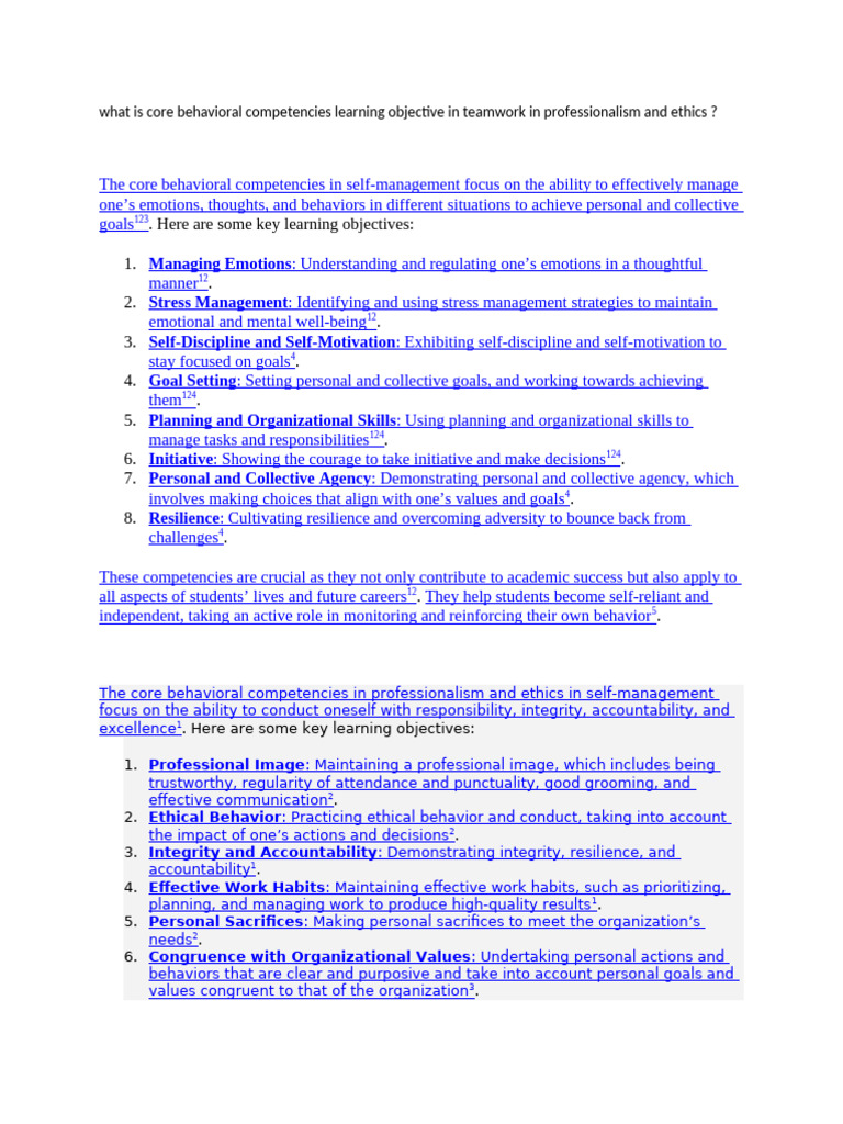What Is Core Behavioral Competencies Learning Objective in Teamwork in ...