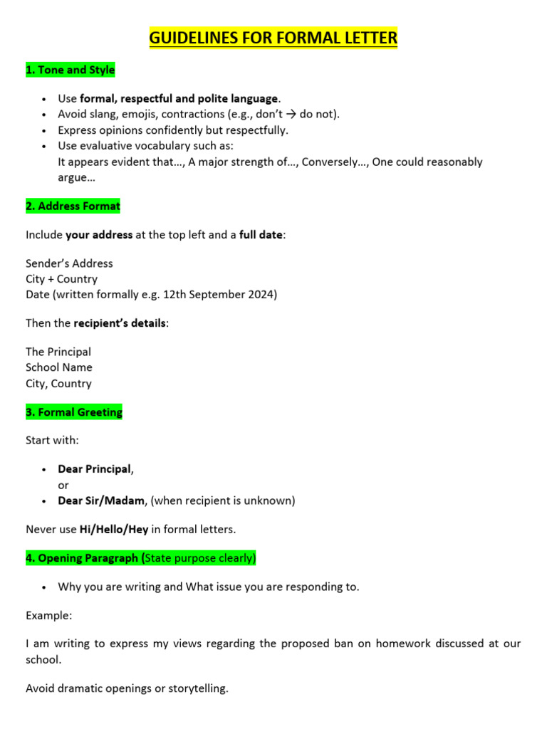 Guidelines For Formal Letter | PDF