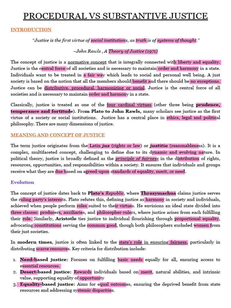 Procedural and Substantive Justice | PDF | Justice | Crime & Violence