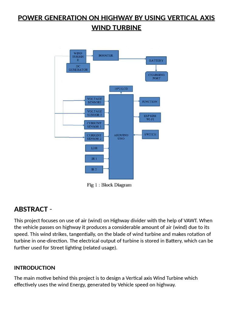 Power Generation On Highway by Using Vertical Axis Wind Turbine | PDF