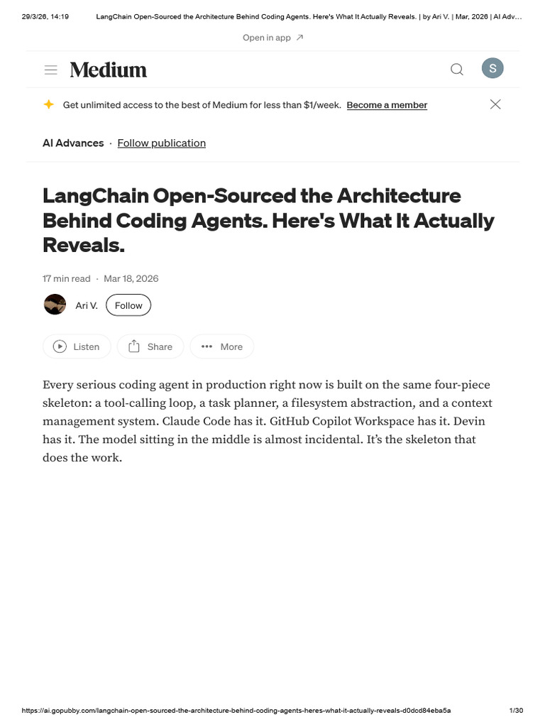 LangChain Open-Sourced The Architecture Behind Coding Agents. Here's ...