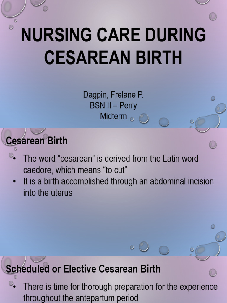 Nursing Care During CS Birth DagpinF. | PDF | Caesarean Section ...