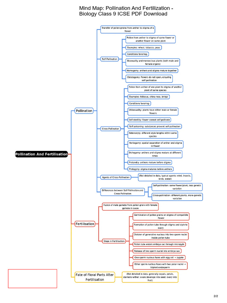 Mind Map - Pollination and Fertilization | PDF