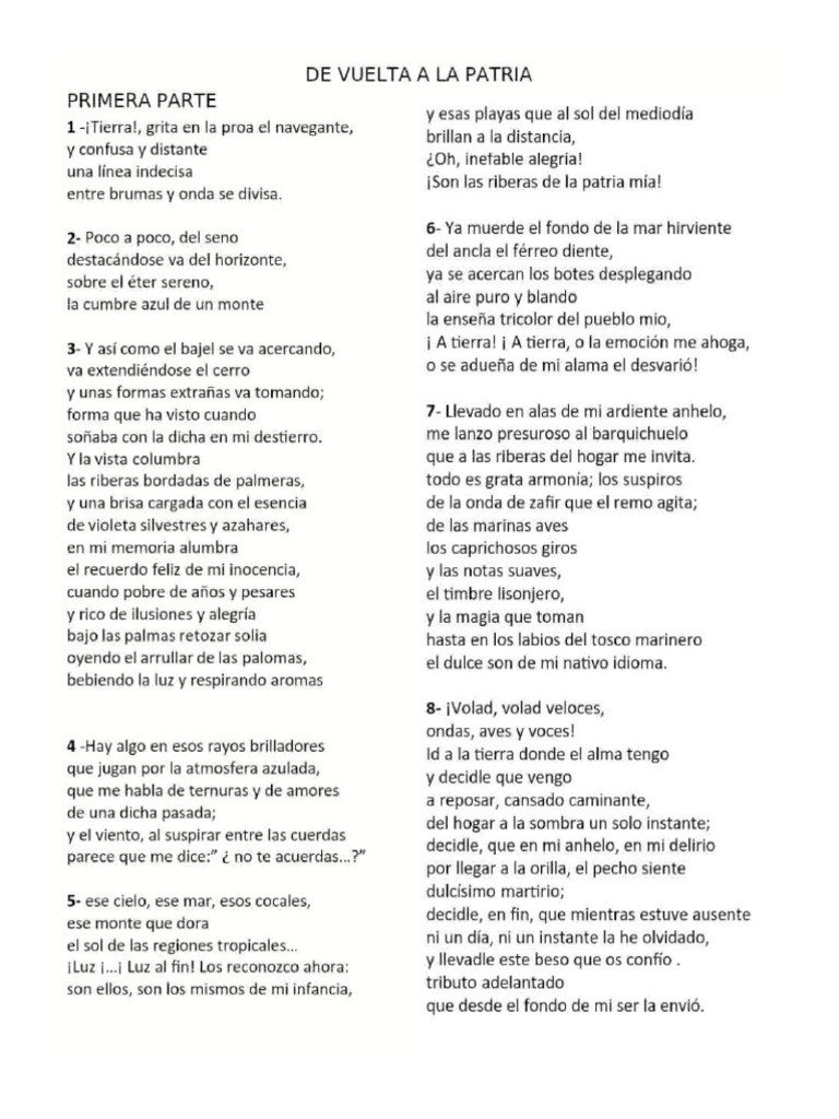 Poema Vuelta A La Patria | PDF