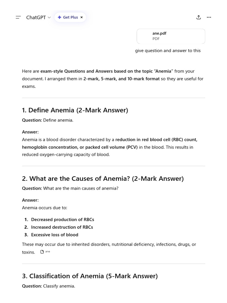 Anemia Exam Q&A | PDF | Anemia | Blood