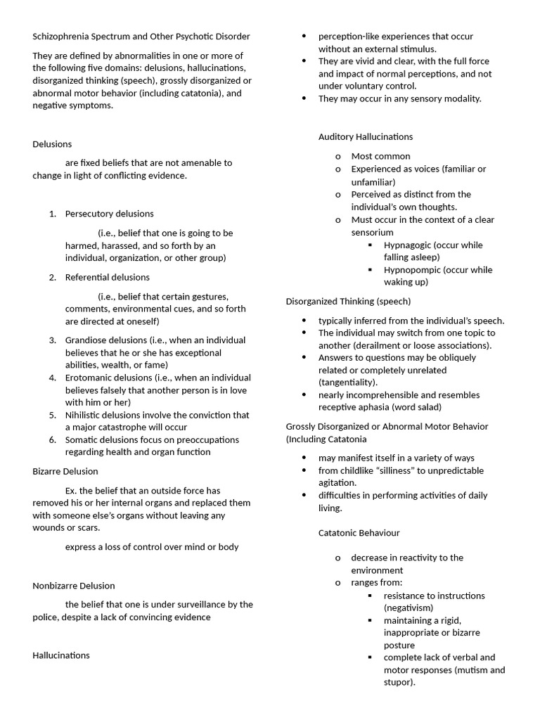 Abpsy Reviewer | PDF | Delusion | Psychosis