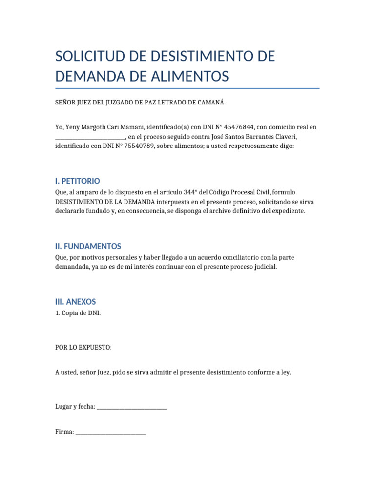 Desistimiento Personalizado | PDF