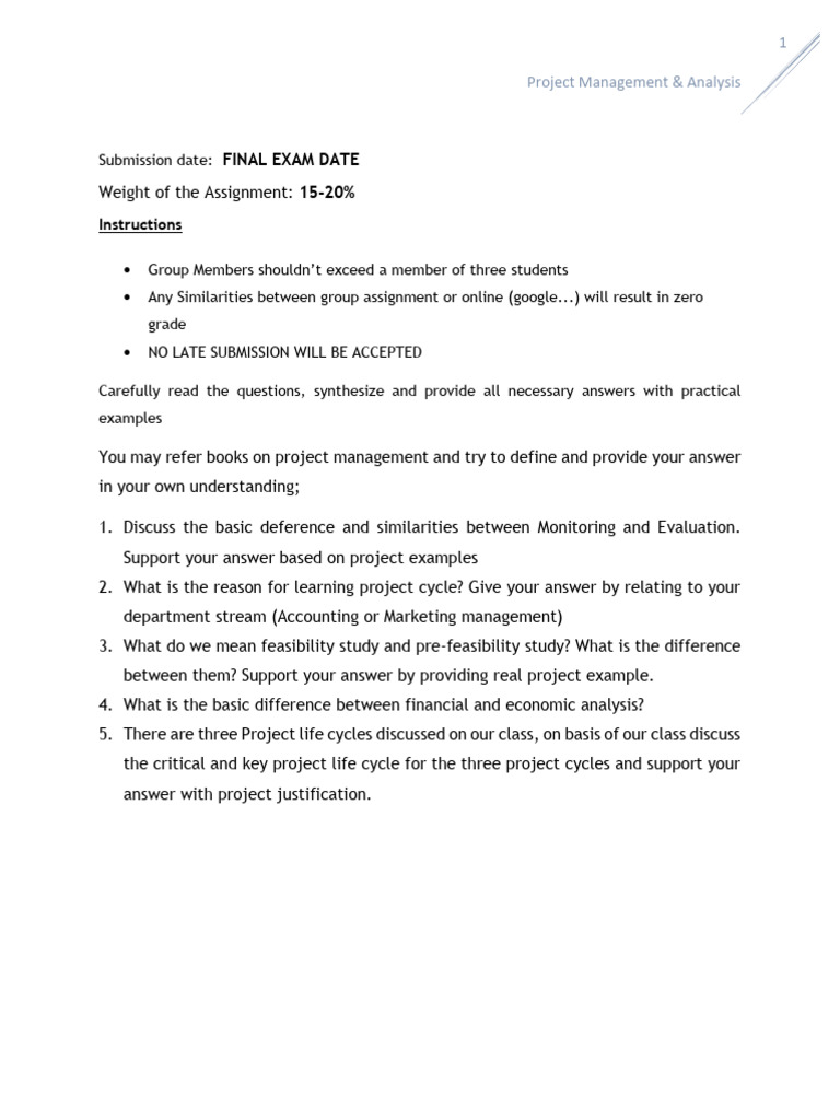 Project - Group Work Assignment | PDF