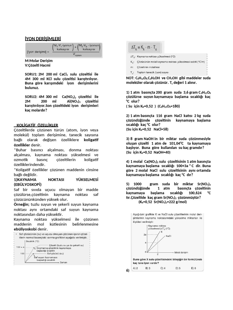 Iyon Derişimi Ve Kolligatif | PDF