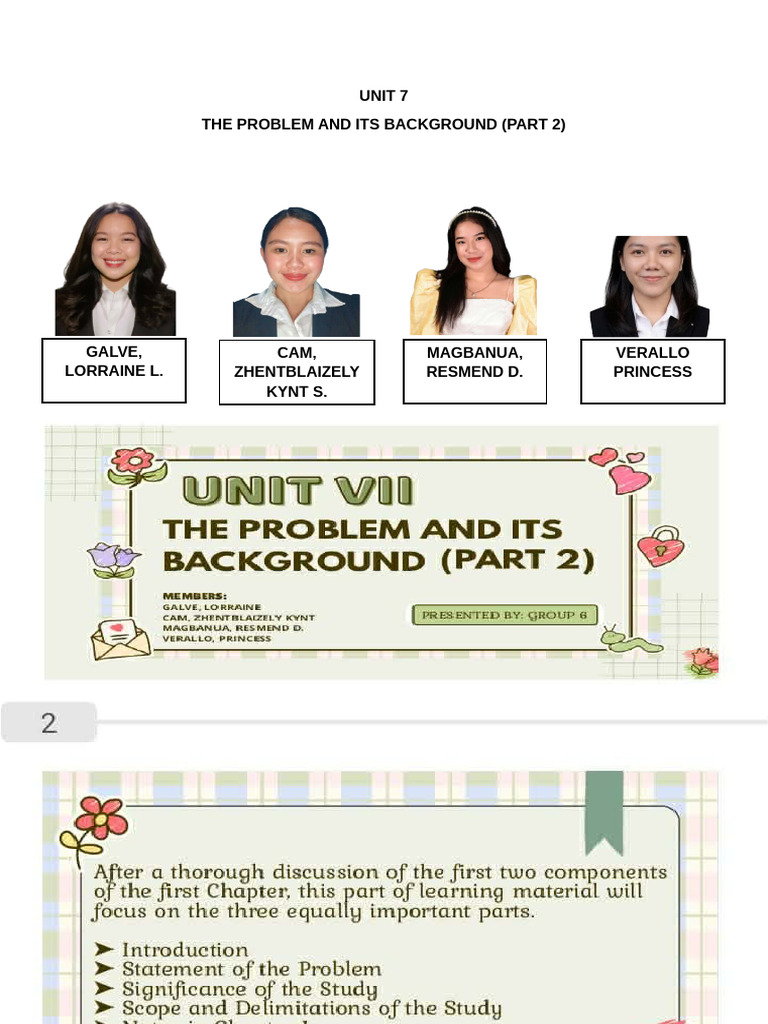 Unit 7 The Problem and Its Background Part 2 | PDF