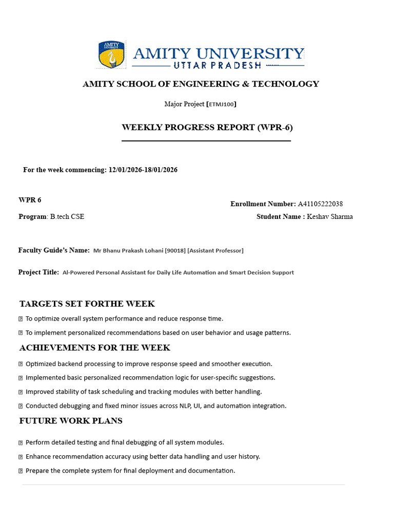 Keshav WPR 6 Major Project | PDF