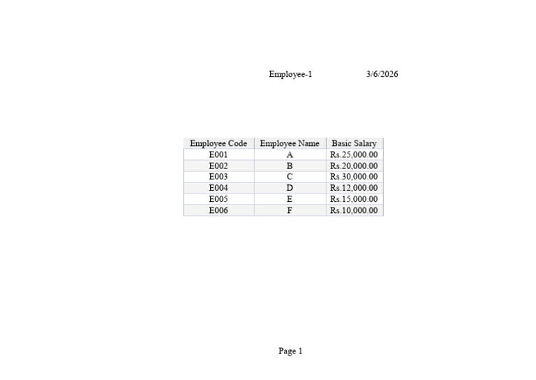Employee 1 Table | PDF