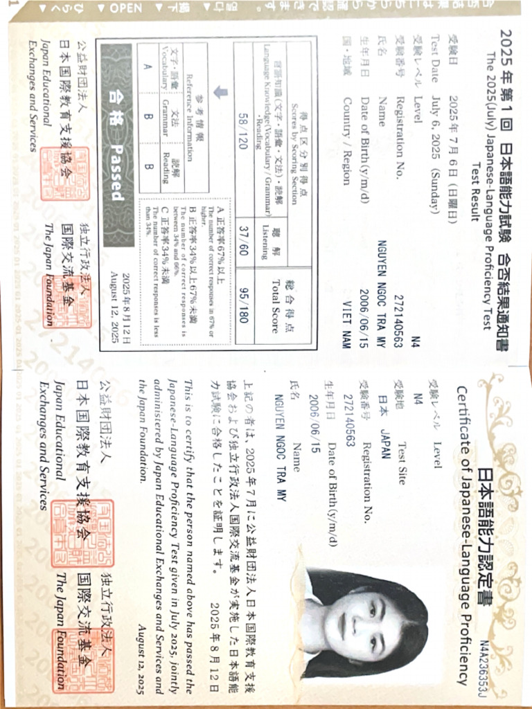 The 2025 (July) Japanese-Language Proficiency Test | PDF