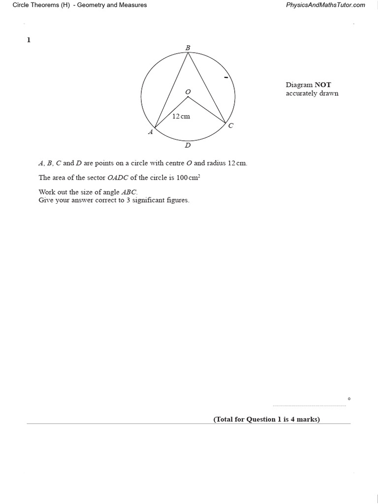Circle Theorems (H) QP | PDF | Circle | Area