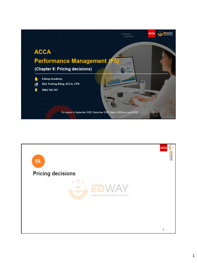 ACCA - PM (F5) - Chapter 9 - Pricing Decisions - To Student | PDF ...