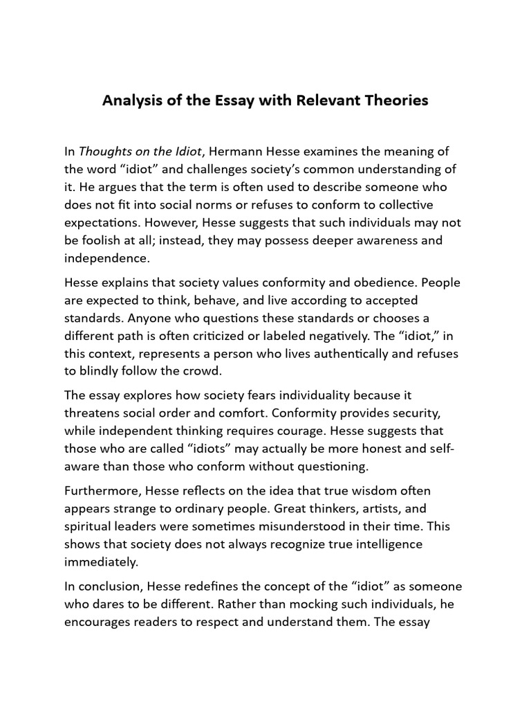 Analysis of The Essay With Relevant Theories | PDF | Authenticity ...