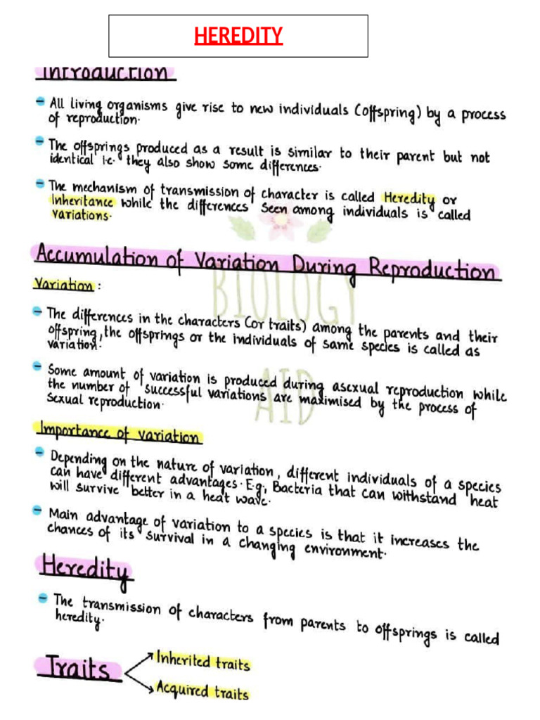 Heredity Notes | PDF