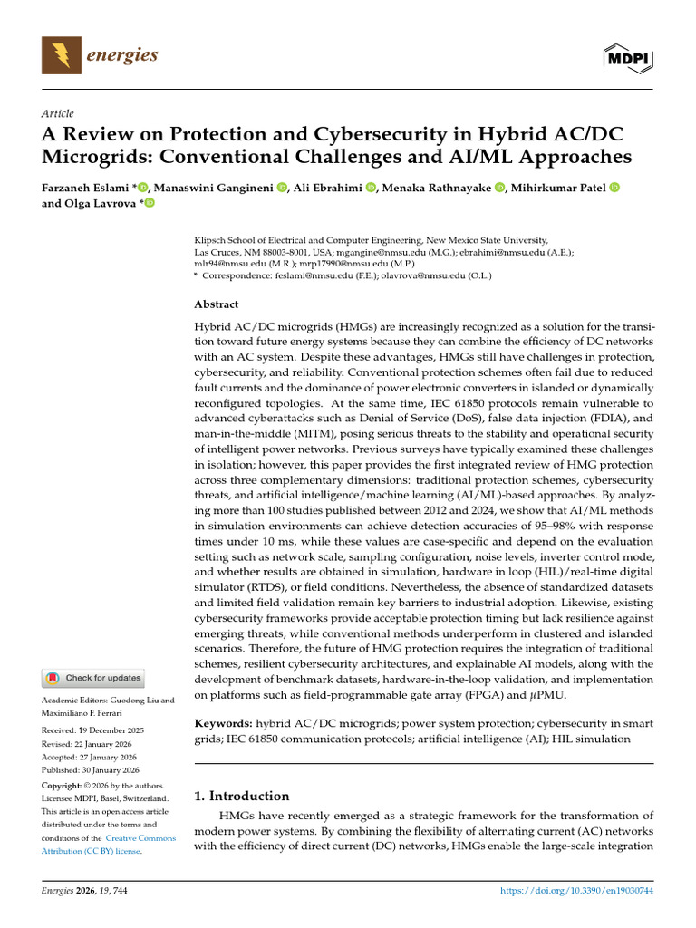 A Review On Protection and Cybersecurity in Hybrid | PDF | Power ...