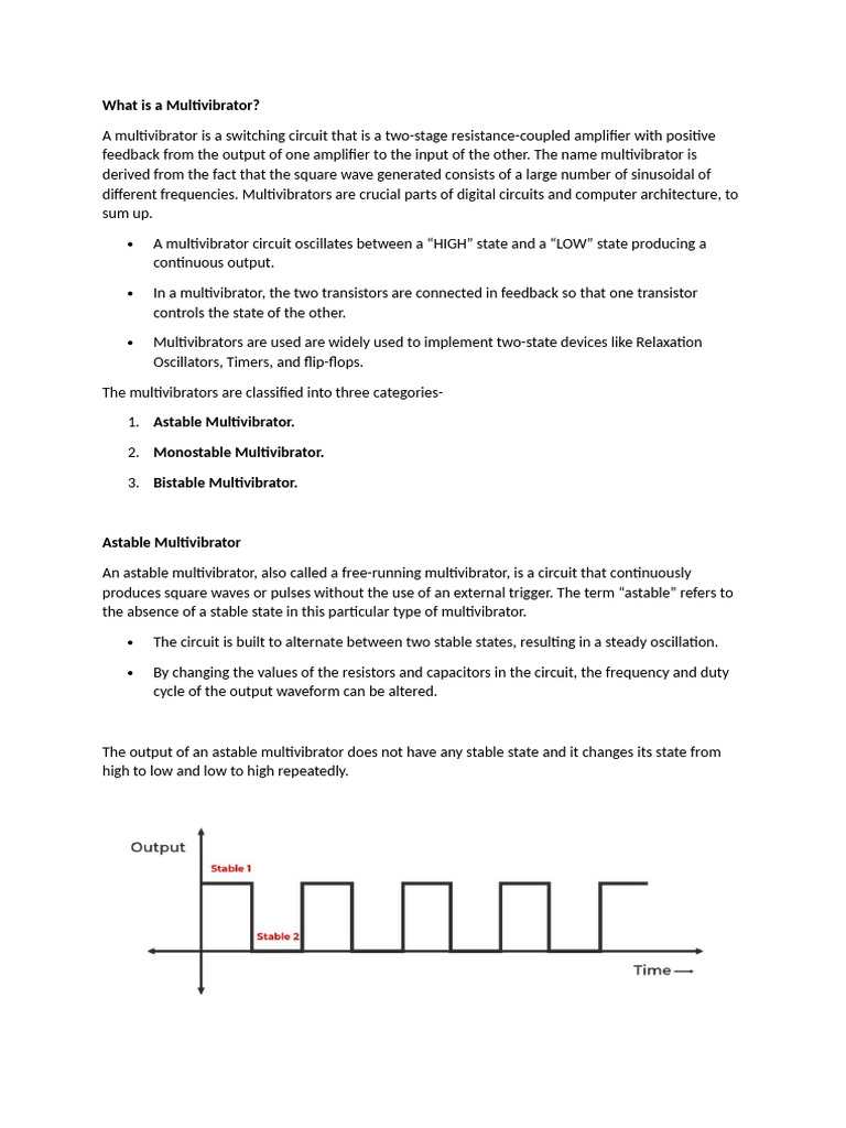 What Is A Multivibrator | PDF | Electrical Circuits | Digital Electronics