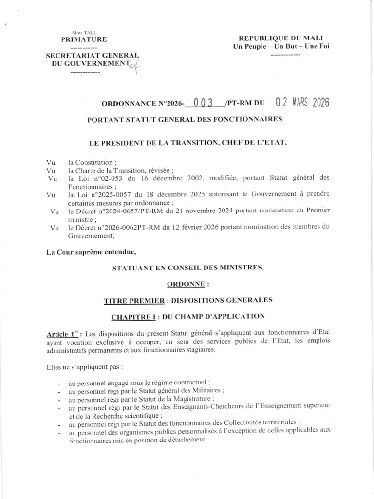 Statut Général Des Fonctionnaires Nouveau | PDF | Gouvernement ...