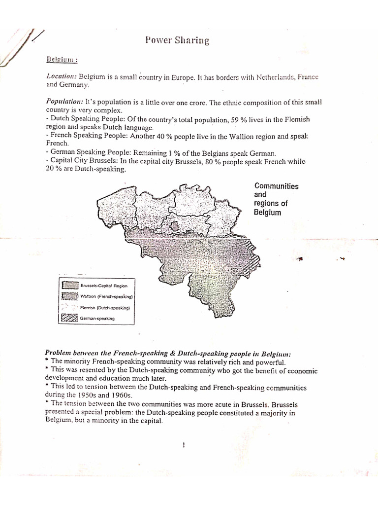 Chapter 1 - Power Sharing (Pol. Science) | PDF