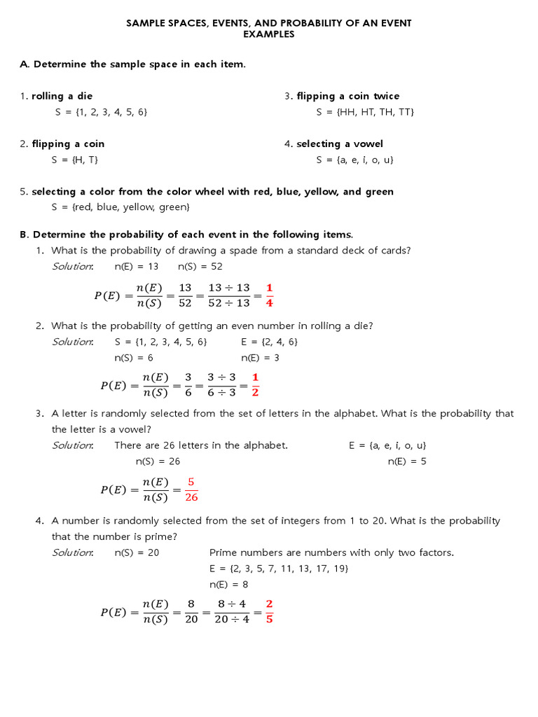 Q4 Lesson 1 Examples | PDF | Probability | Probability Theory