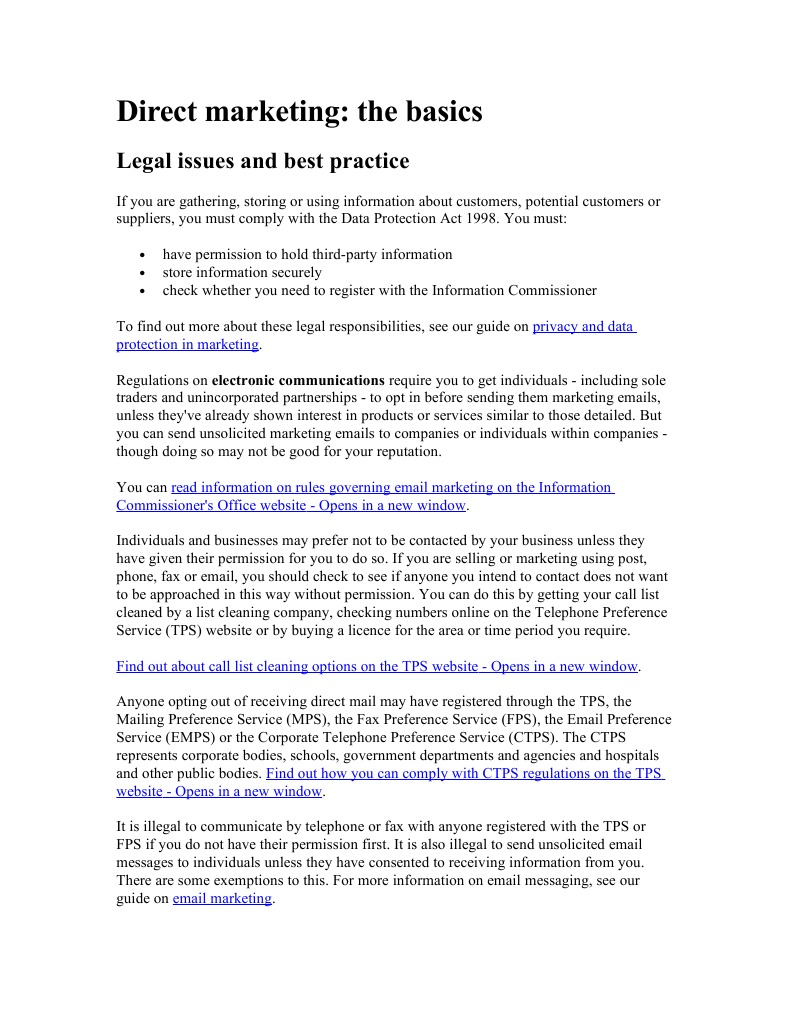 Direct Marketing Compliance Guide | PDF | Business | Finance & Money ...