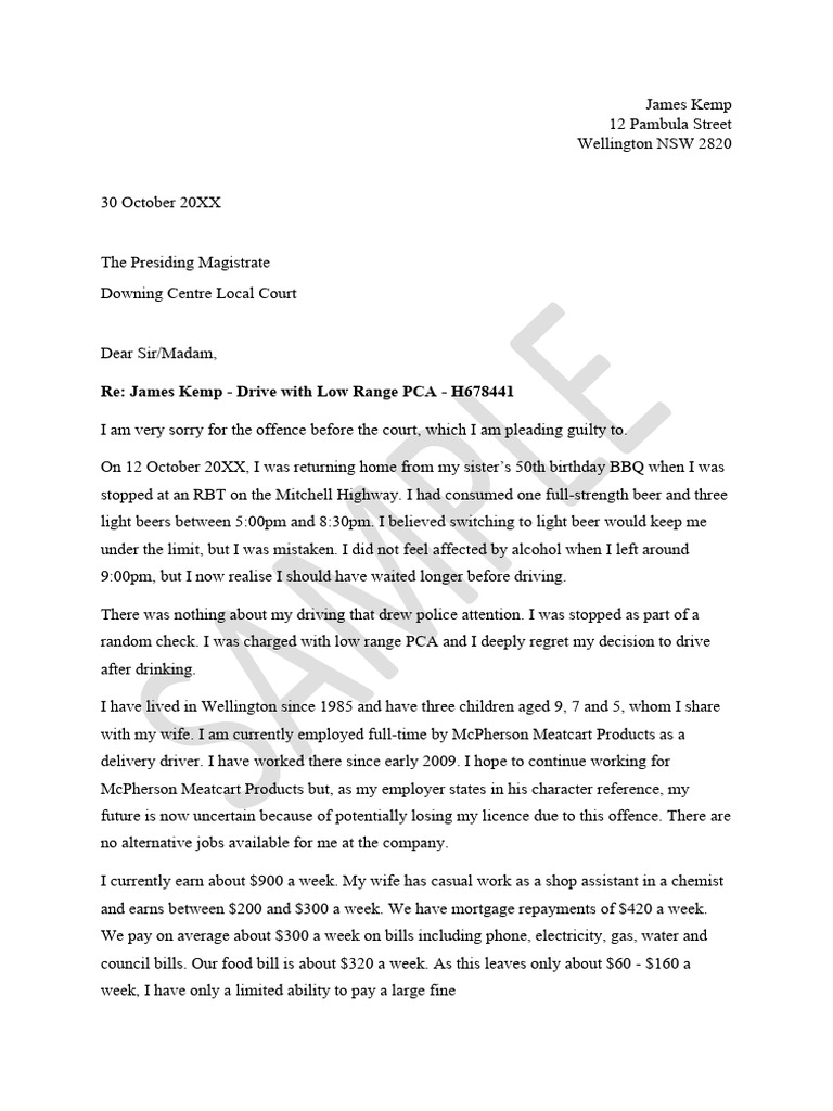Sample Apology Letter For Drink Driving Offence | PDF | Misconduct ...