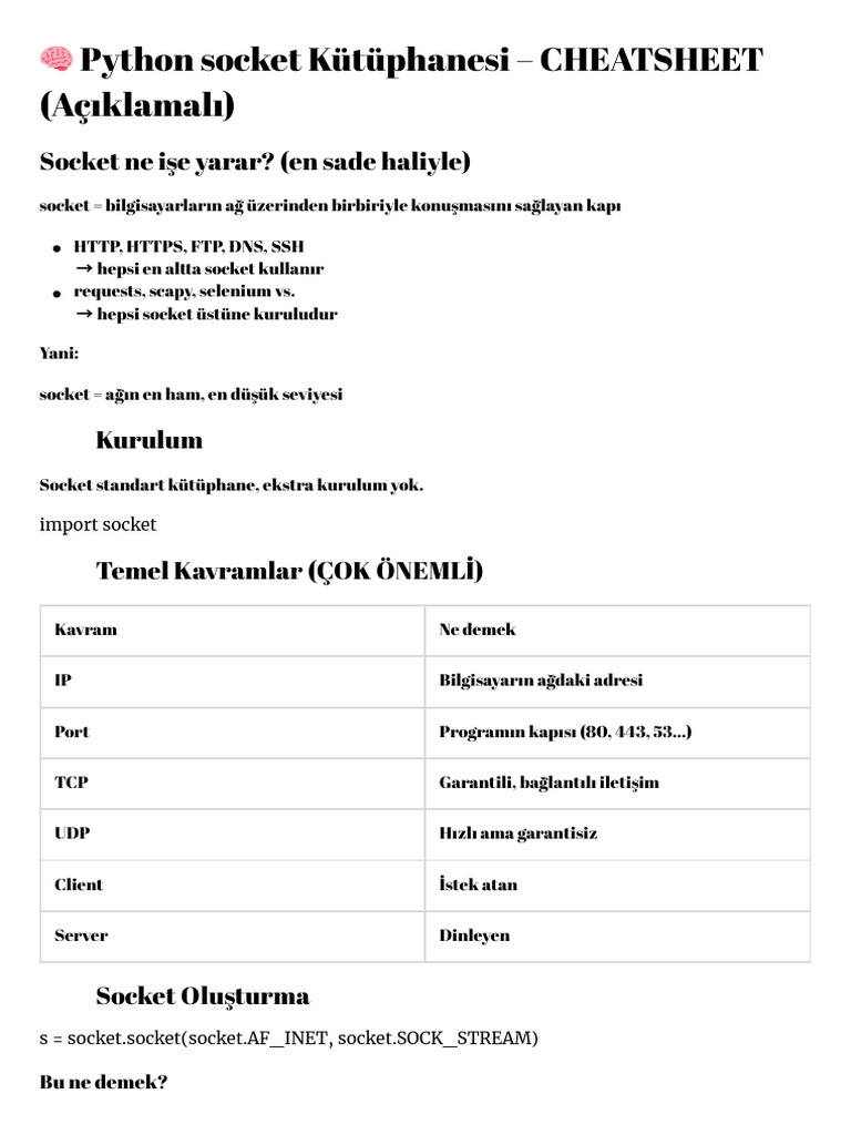 Python Socket Kutuphanesi | PDF