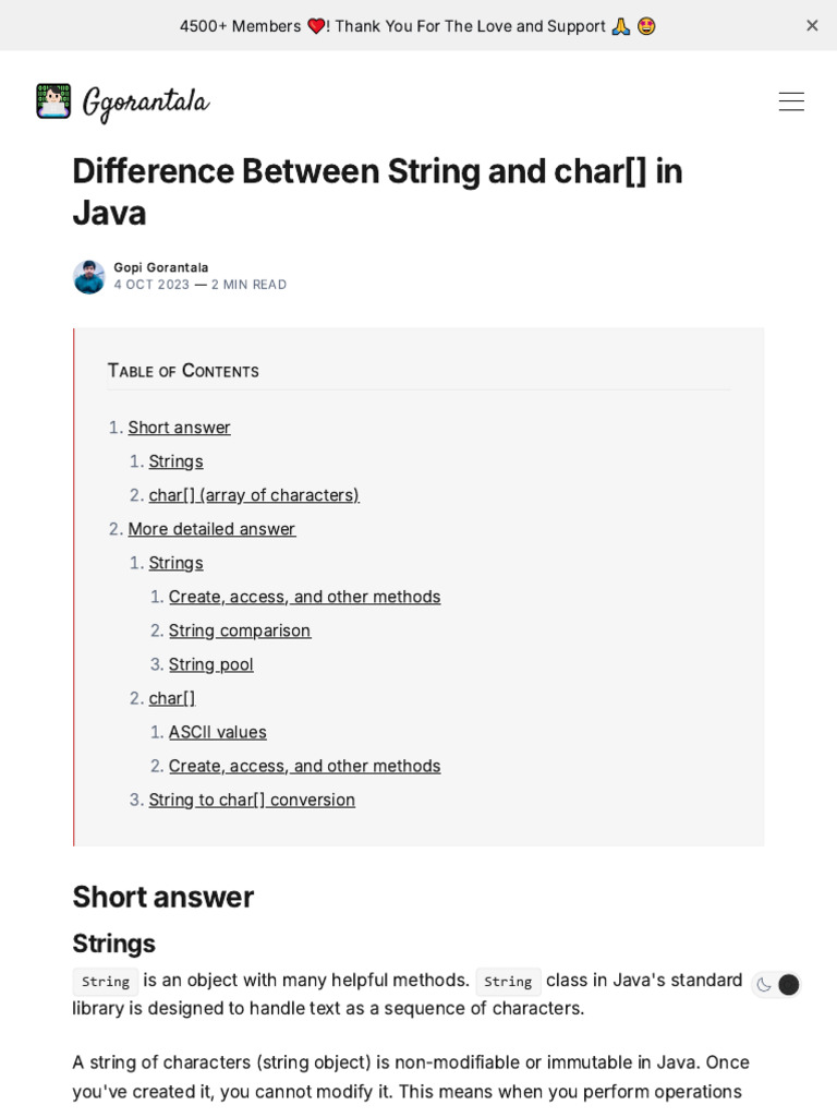 Difference Between String and Char in Java | PDF | String (Computer ...