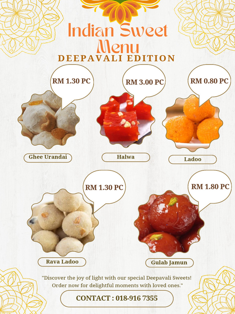 Cookies & Cakes Deepavali Menu A4 Document | PDF